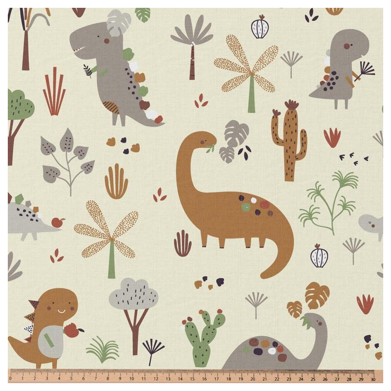 Printed Cotton DRACOREX Ecru / Forest Multicolored